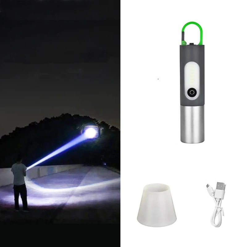 Zoomable LED Flashlight High Lumens LED Rechargeable Flashlight 4Modes Light Floodlight Suitable For Torch Outdoor Camping