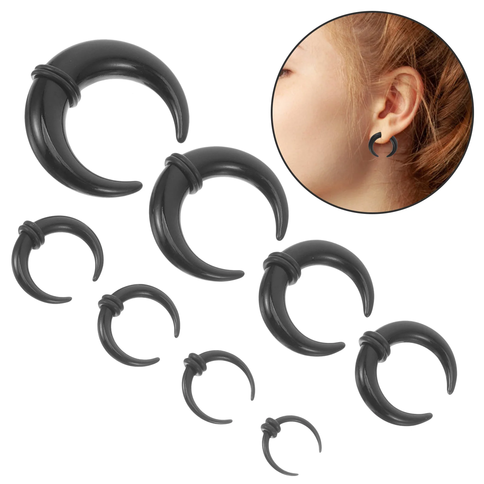 8 Pcs Black Horn Septum Auricle Dangle Earrings Helix Expansion Tools Stylish Suite Auricles Acrylic Miss