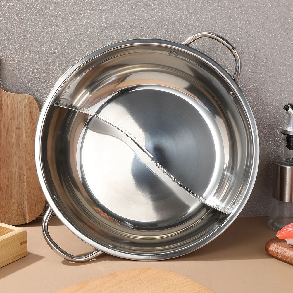

Stainless Steel Hot 34Cm Dual Flavor Pot Divider Soup Cookware Home Kitchen Compact Multi Section Pot For Spicy