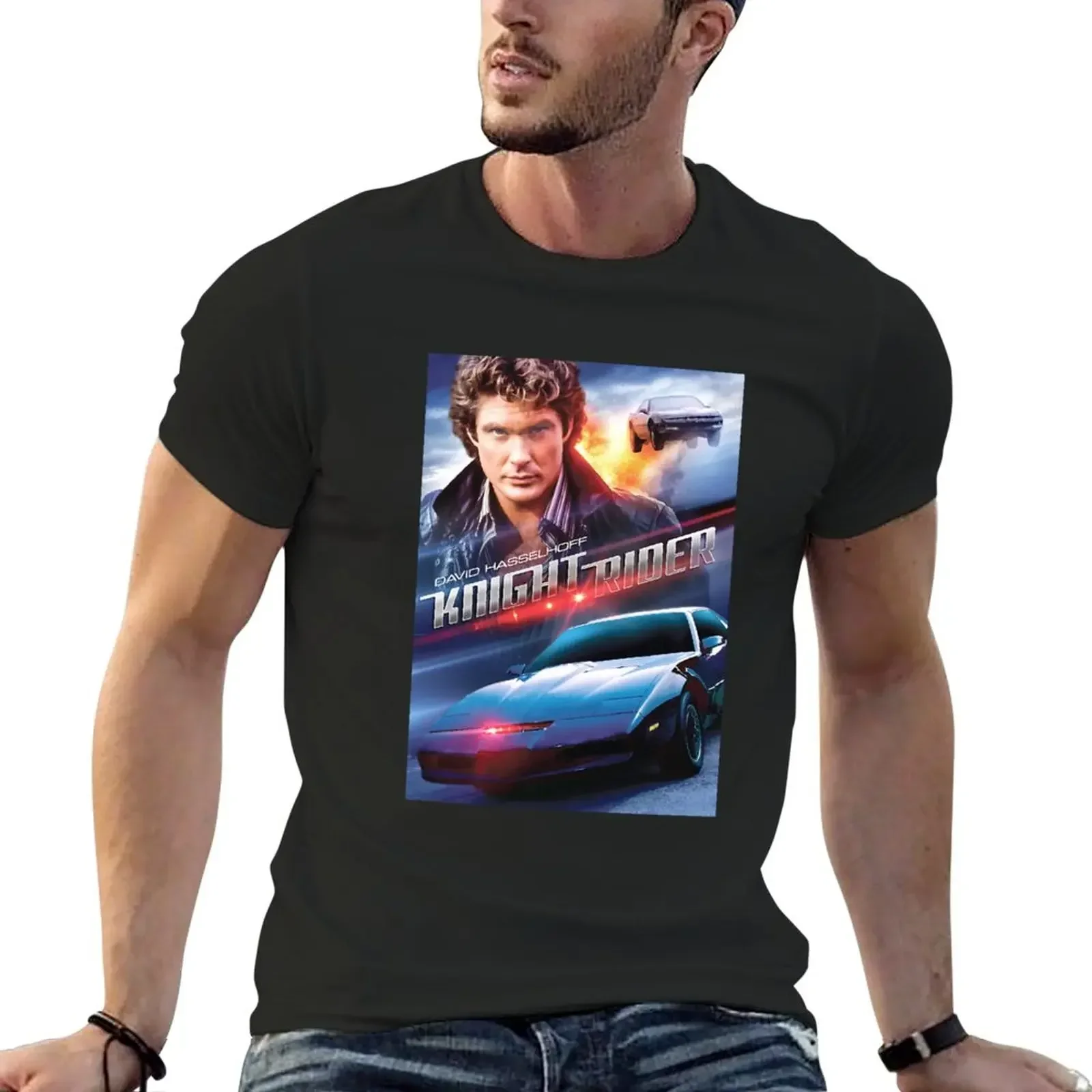 THE FANTASTIC CAR - KNIGHT RIDER T-Shirt funnys customizeds mens t shirts manga vintage anime clothes harajuku men's t-shirts.