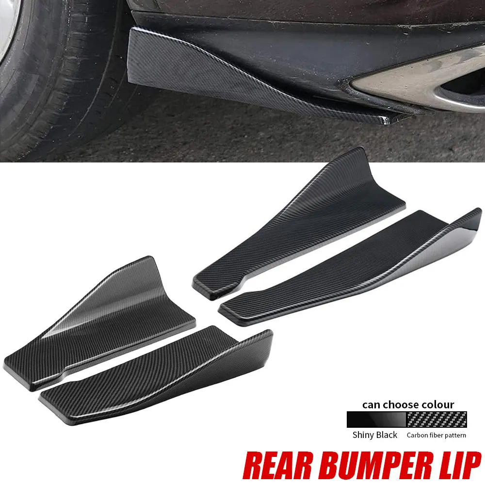 

Universal Carbon Fiber Rear Bumper Lip & Side Skirt Kit (35cm/48cm) - Gloss Black Racing Style Protection Trim