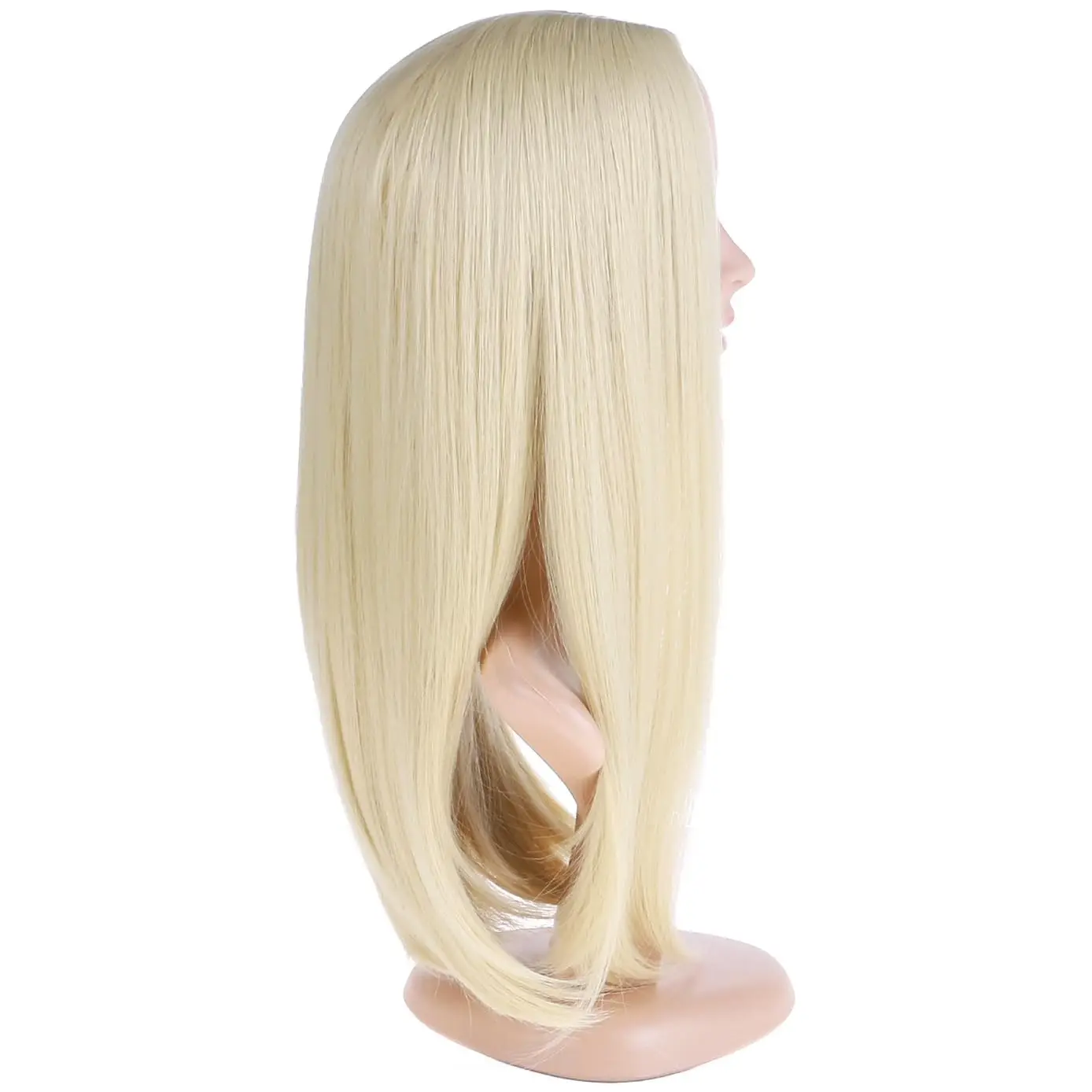 Perruques longues blondes pour femmes, cheveux lisses, blond platine, perruques synthétiques avec raie centrale, Cosplay, fête d'halloween ou usage quotidien