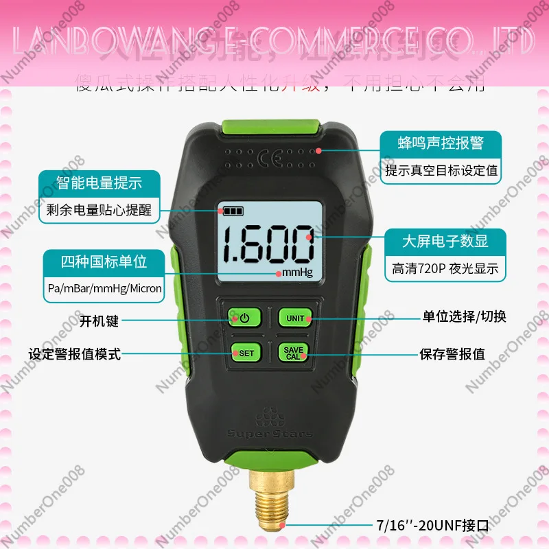 ST-VG90 Digital Vacuum Gauge High Precision Absolute Pressure Meter for HVAC Refrigeration with Data Hold
