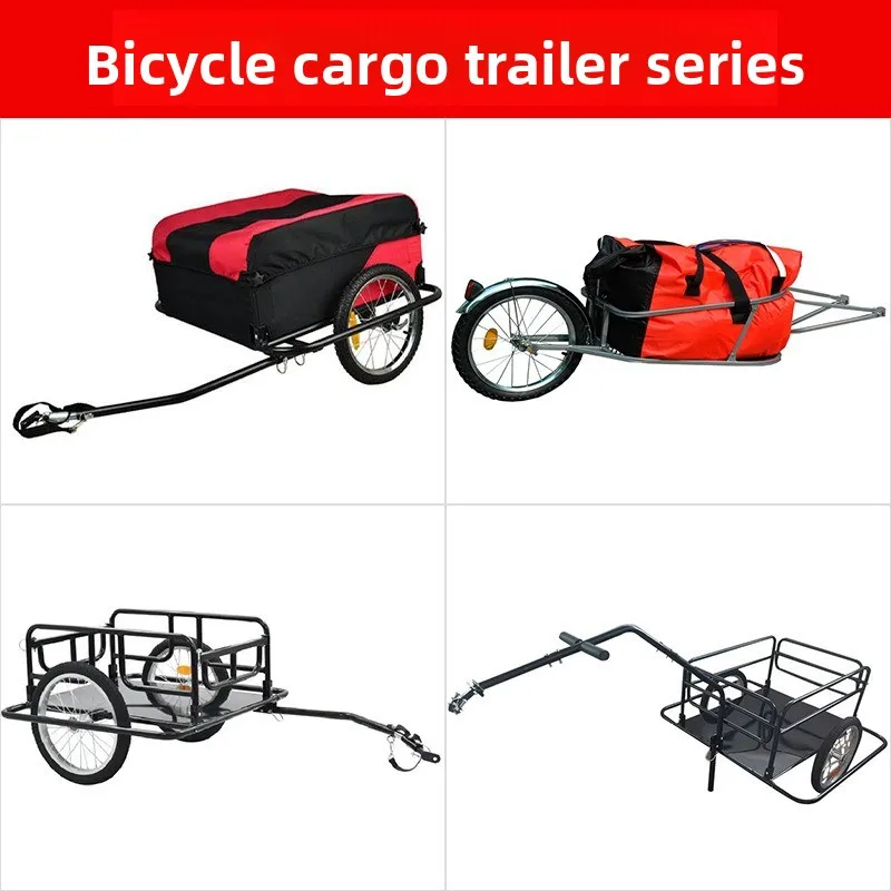 SucceBuy 100lbBike cargo trailer outdoor cycling rear hitch carrier long distance bicycle towing utility cart