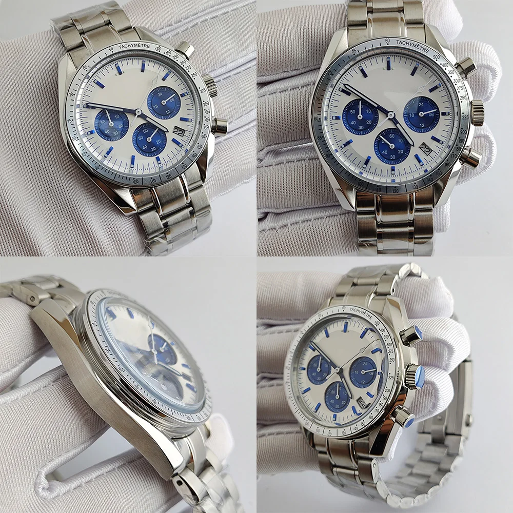 VK63 case japanese chronograph watch VK63 quartz movement 39MM stainless steel case custom logo VK63 dial