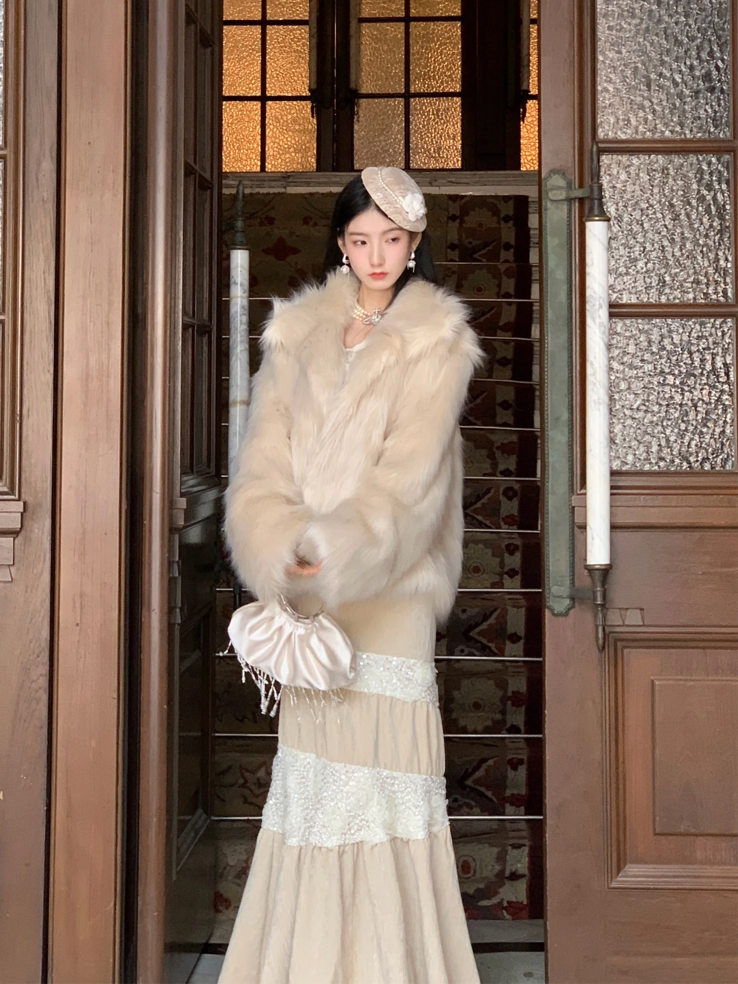 

Высококачественная женская зимняя шуба из искусственного меха с дизайном «Снежинка», экологичная, с длинными рукавами