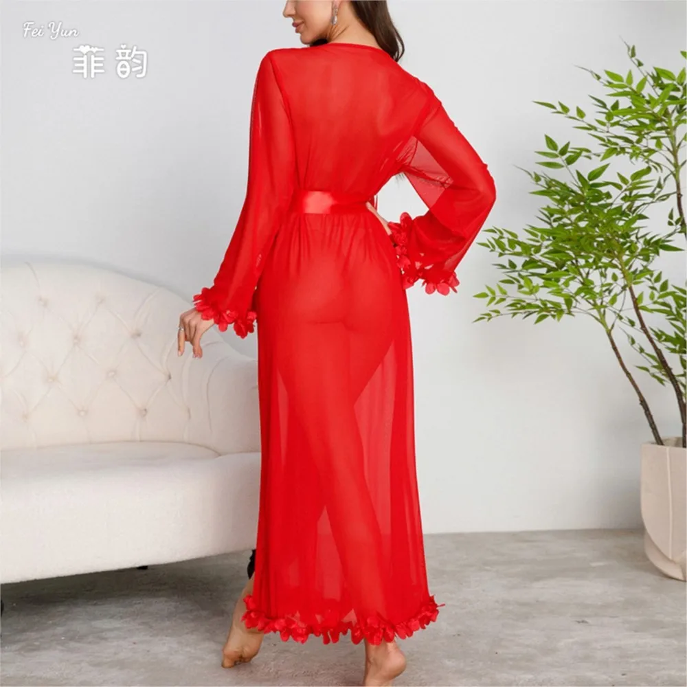 ملابس نسائية صيفية بيجامات رداء مثير بلون سادة ثوب نوم أنيق ملابس منزلية ضيقة برباط على شكل حرف V مريحة وعصرية فرنسية