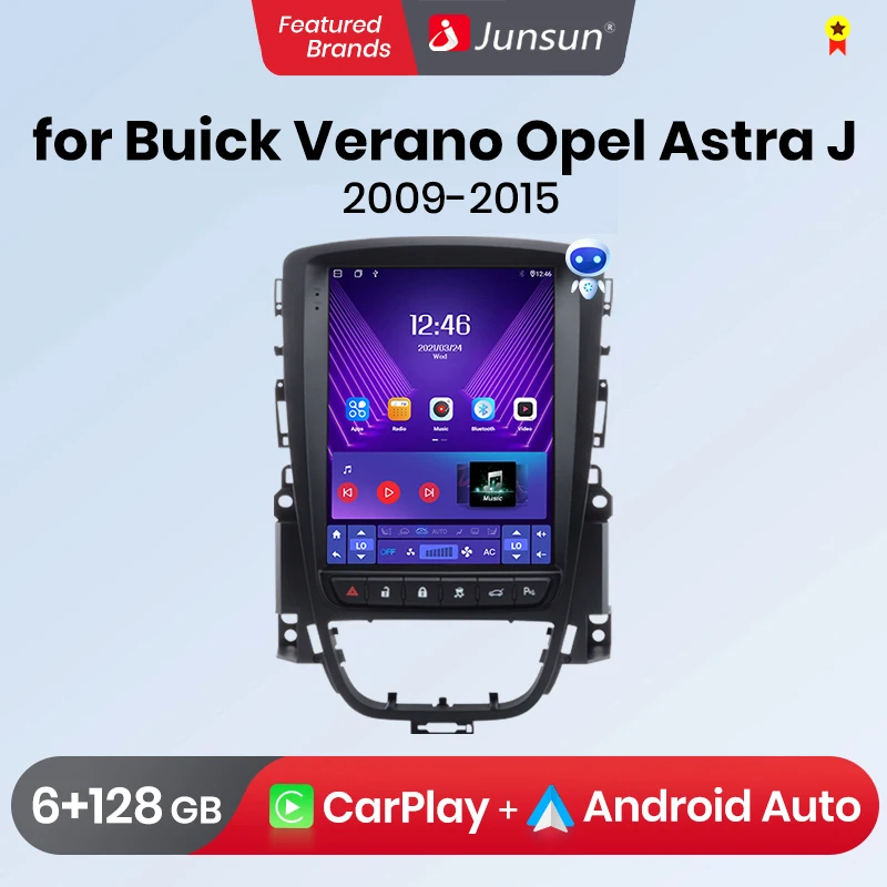 Junsun Wireless CarPlay Car Radio Multimedia For Opel Astra J Buick Verano 2009-2013 Android Auto GPS autoradio Stereo Screen