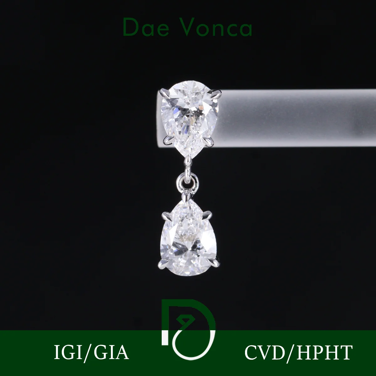 

18K Solid Gold Lab Diamond Single Earring Pear Cut Lab Grown Diamond Drop Earring Two Stone Style Earring for Women Fine Jewelry