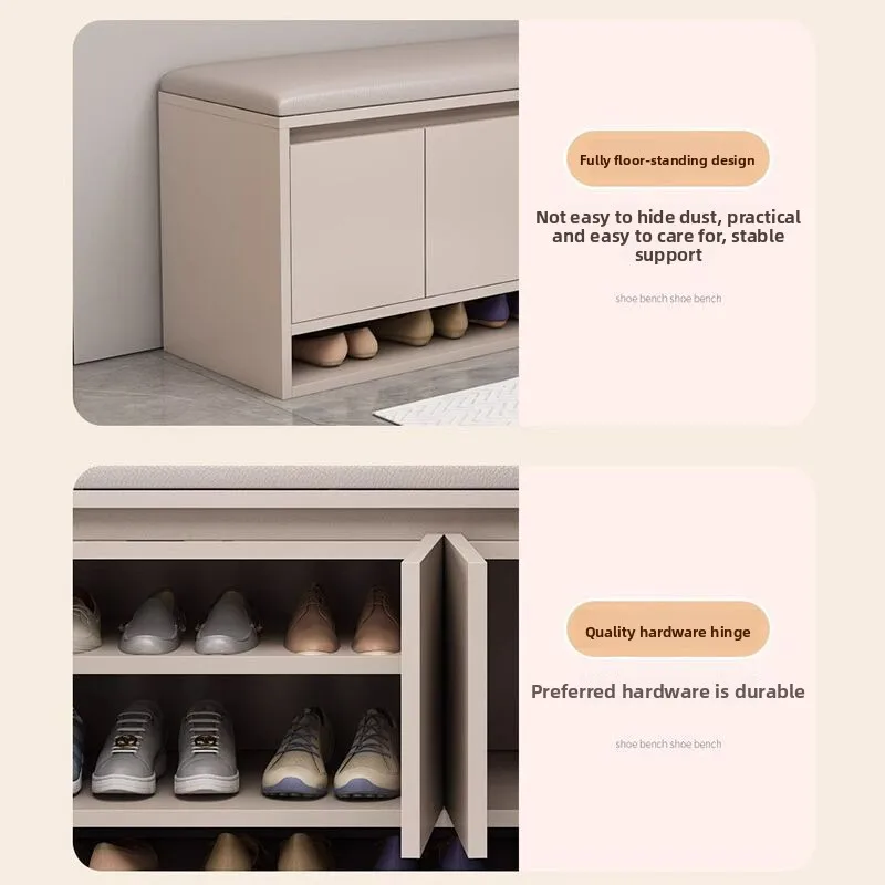 مقعد تغيير الأحذية، مقعد المقعد، خزانة منخفضة مدمجة، تخزين مقاوم للغبار، خزانة أحذية صغيرة #4