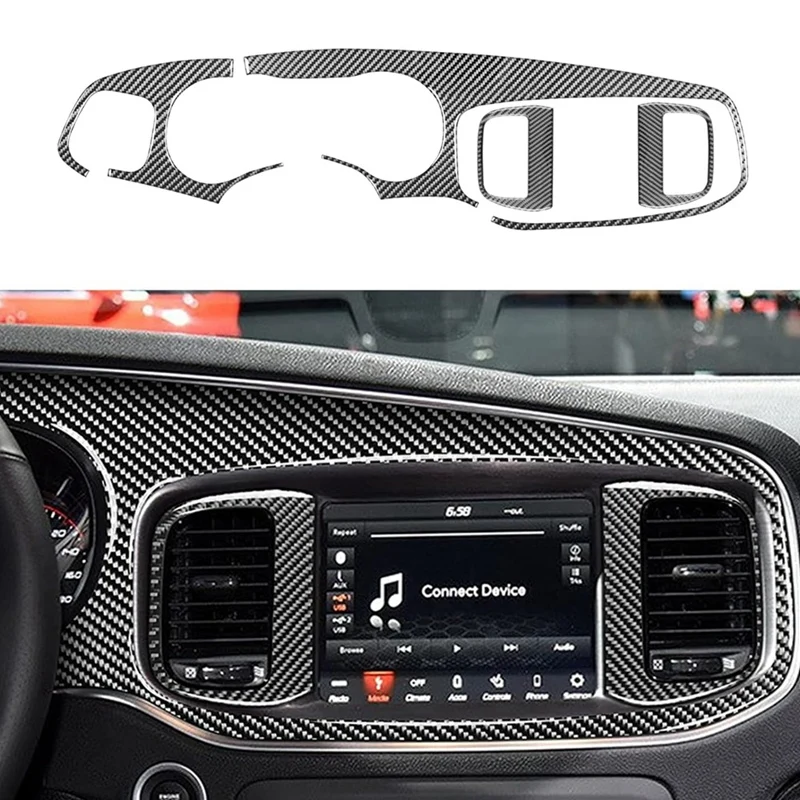 

Carbon Fiber For Dodge Charger 2015-2023 LHD Center Console Dashboard Instrument Panel Cover Trim Interior Accessories