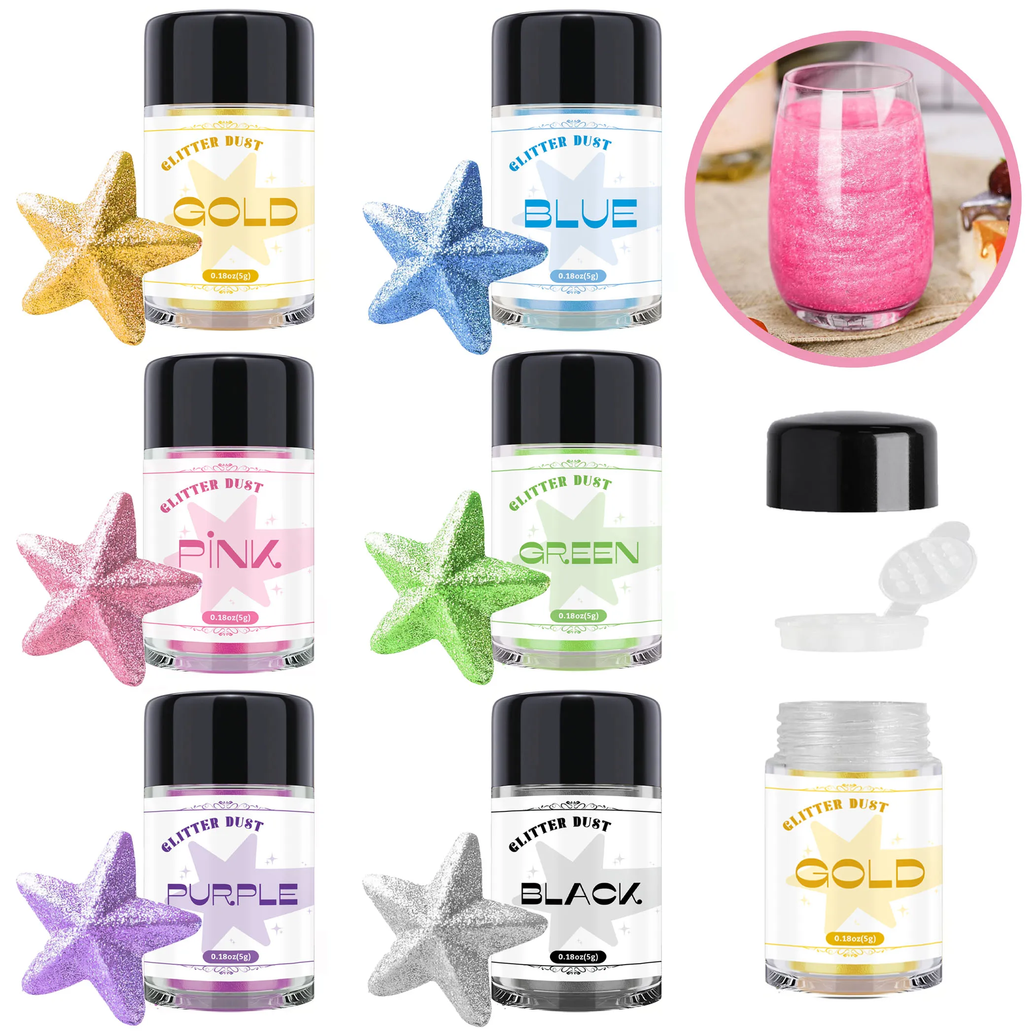 Edible Glitter Powder,Edible Glitter for Drinks,Cookie Decorating Supplies,Cocktails,Cake Decorating,Baking,Chocolates,Candy