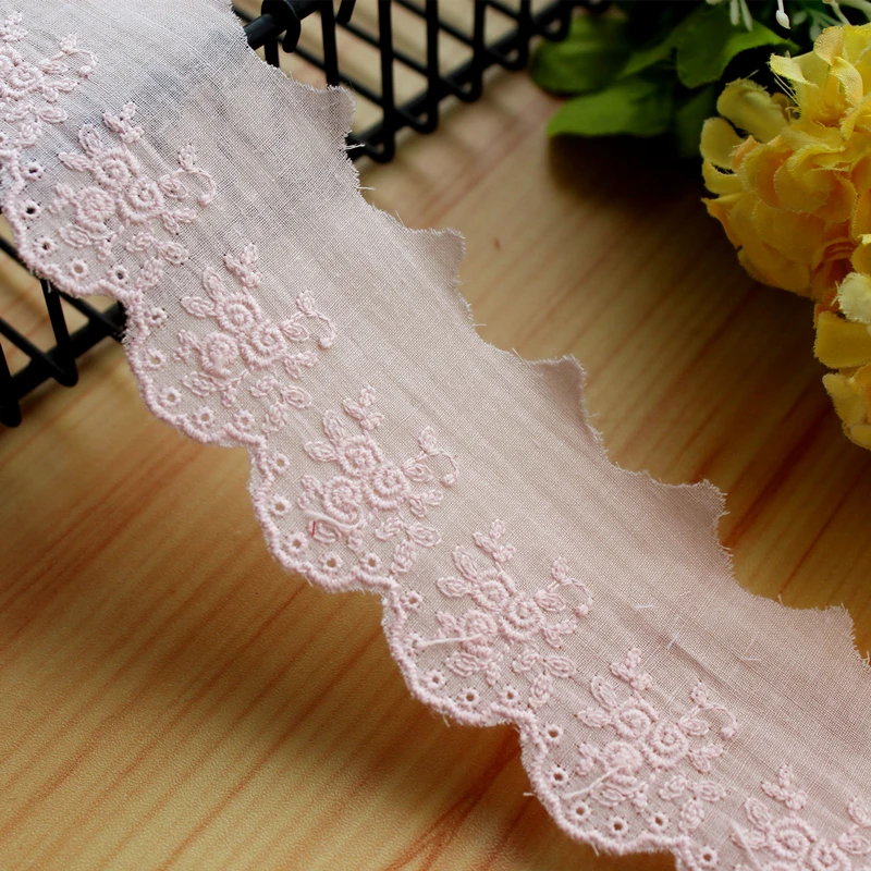 14Yards/Lot.5Cm Pure Cotton Rose Lace Fabric,Soft Baby Clothing Accessories,Handmade DIY Sewing Lace Trim