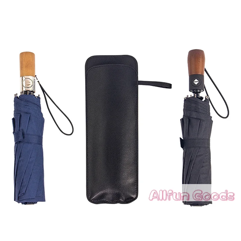 Funda para Paraguas de Cuero PU Negra [TG835], Funda Protectora Impermeable Portátil para Guardar Paraguas, Bolsa para Paraguas