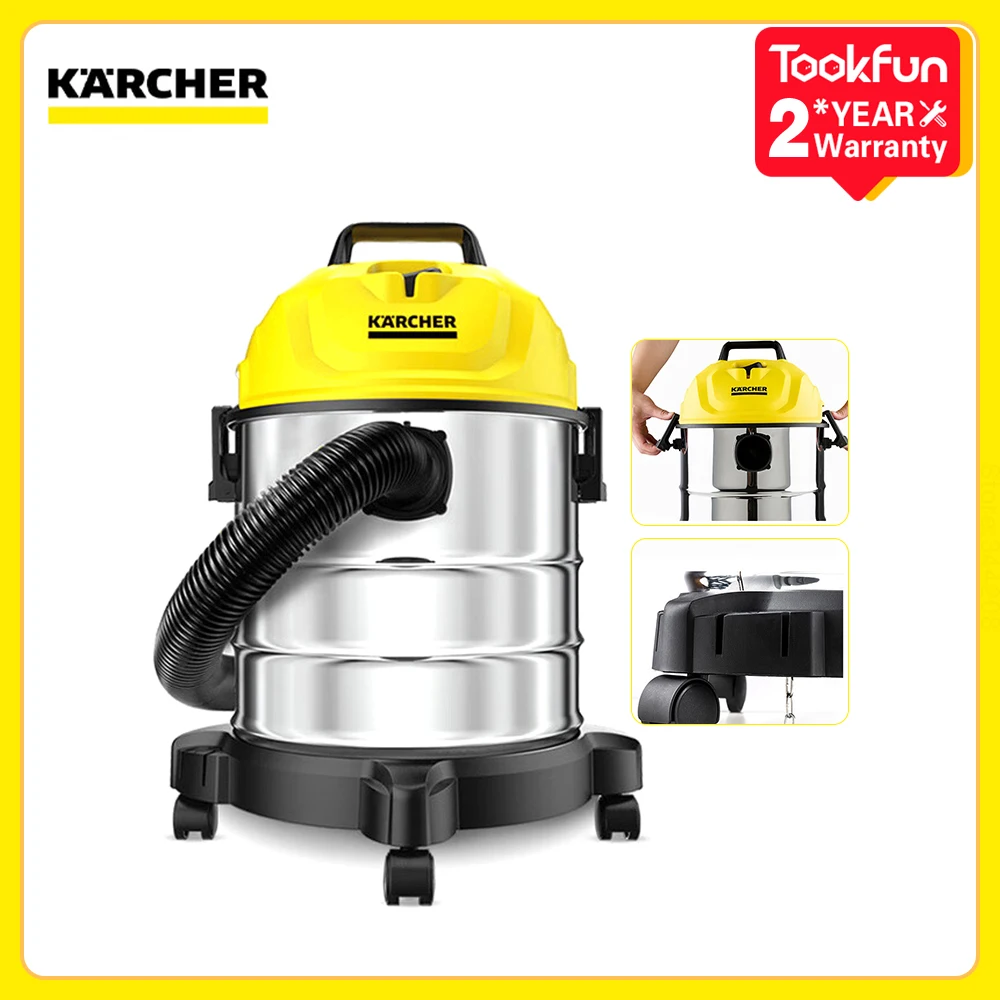 Karcher Wd1s Barrel Vacuum Cleaner 18L Wet Dry Blowing Three-In-One 21500Pa Home Carpet 1800w IPX4 Five-Layer Filtration 76dB