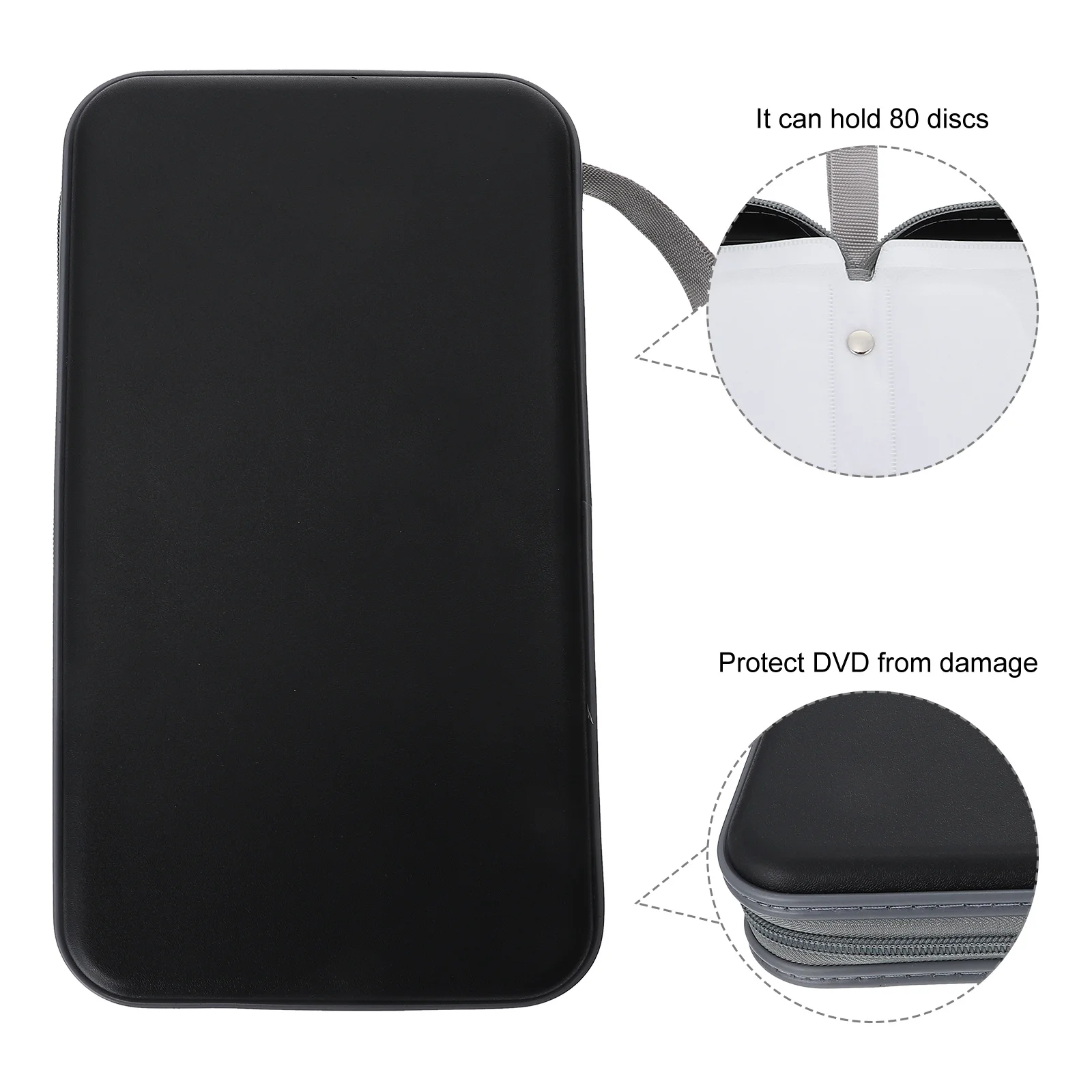 

Cd Storage Anti-Pressure Hard Case 80 Slots Portable Handheld Zipper Disc Organizer Large Capacity Dvd Cd Storage Case