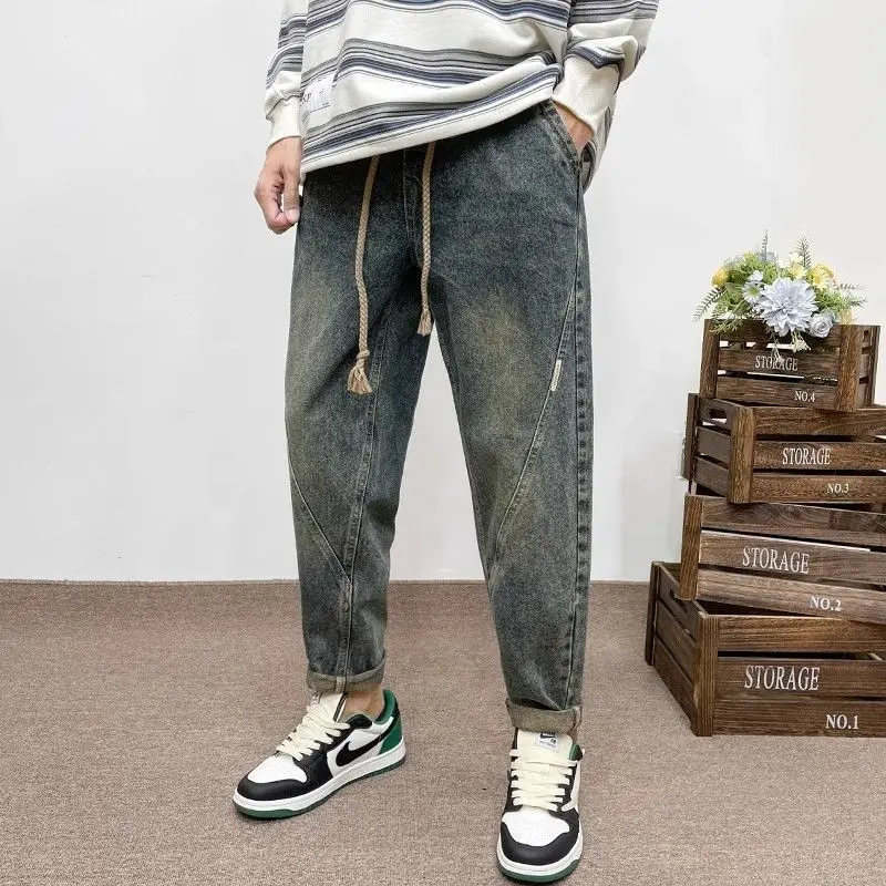 Summer New Original Trendy Brand Retro Jeans Harlan Men's Loose Ruffian Handsome Casual Pants Streetwear Men Cargo Pants Men