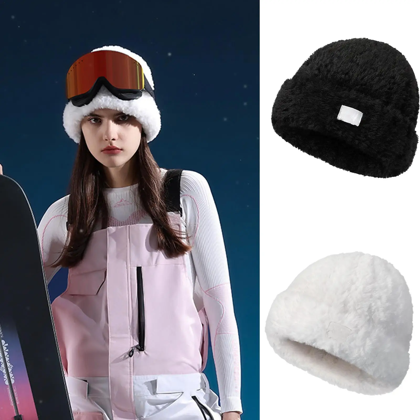 قبعة شتوية دافئة محبوكة أغطية الرأس الشتاء في الهواء الطلق الكروشيه قبعة تزلج لصيد الأسماك التزلج الدراجات النارية التنزه التخييم ركوب الخيل #2