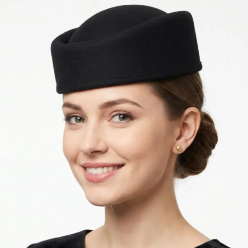 Uniform Stewardess Hat Vintage Topper Hat Retro Charm Pillbox Hat Elegant Solid Color Airline Stewardess Caps Banquet