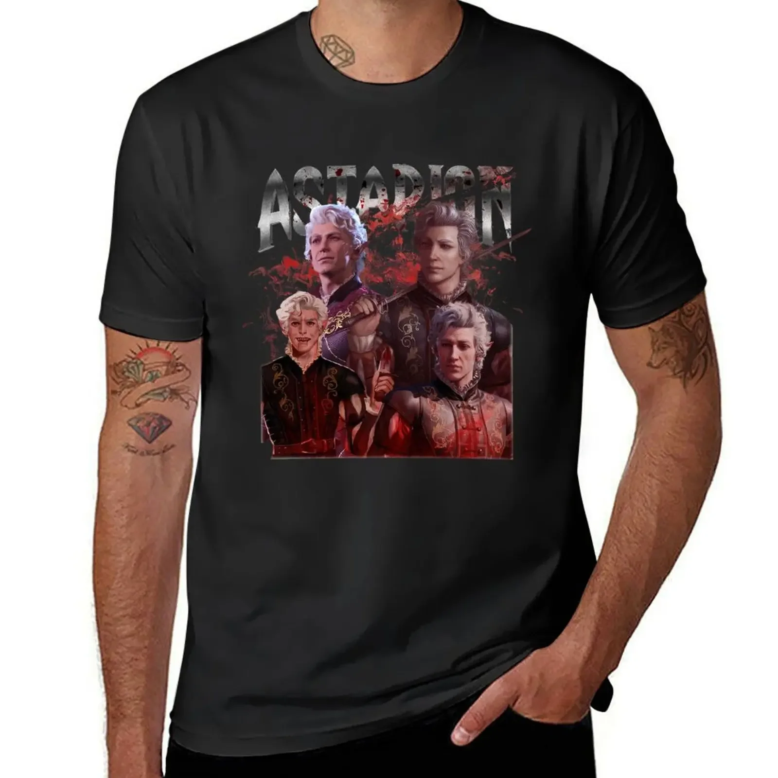 

Astarion Vampire Vintage T-Shirt oversized anime mens graphic t-shirts big and tall