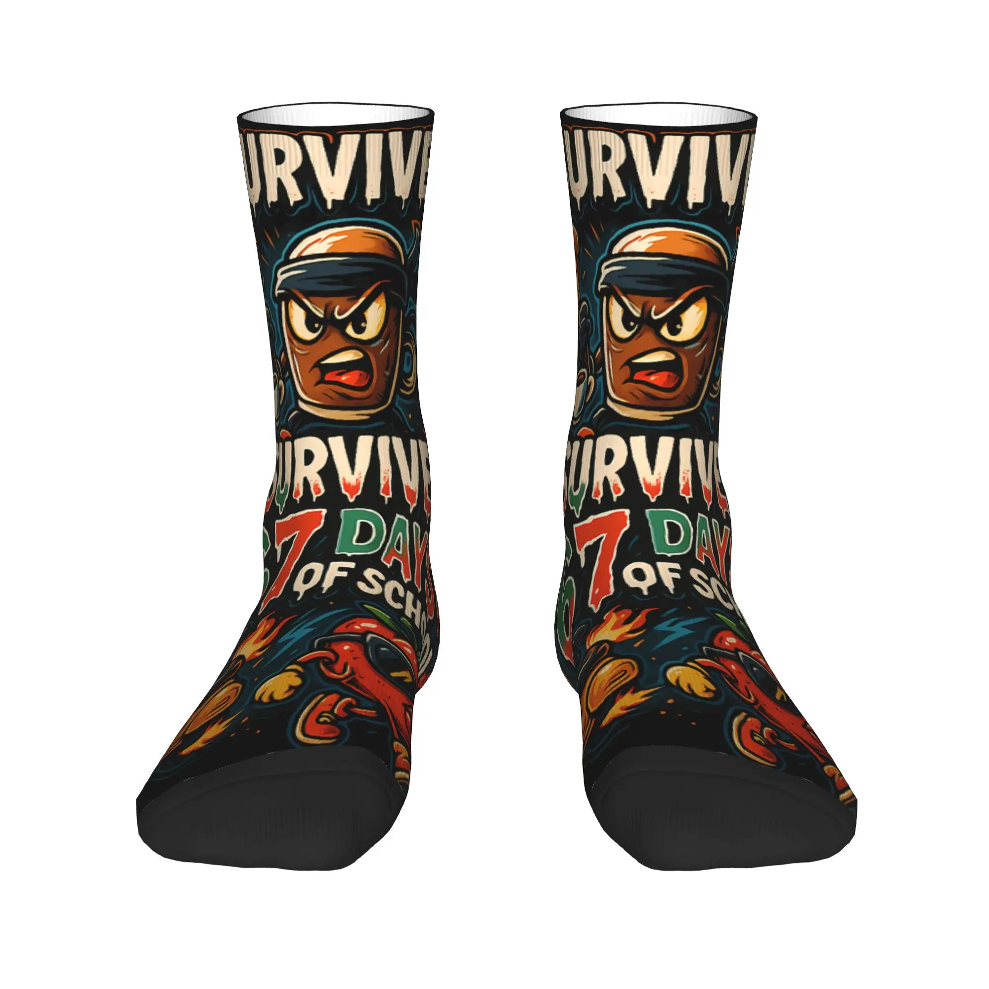 Italian Brainrot 6 7 Meme I Survived 67 Days of School Premium Stockings  Socks Autumn Non-Slip Socks Men Quality Socks