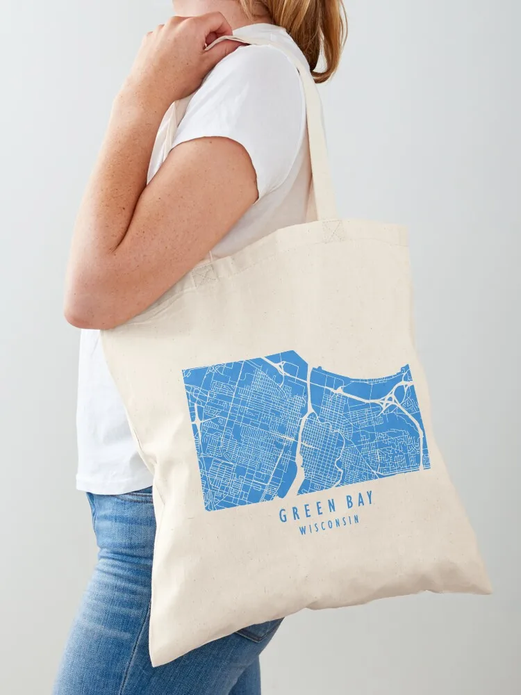 

Green Bay Map Art - Blue Tote Bag Cloth bag Gift bags university shopper bag women