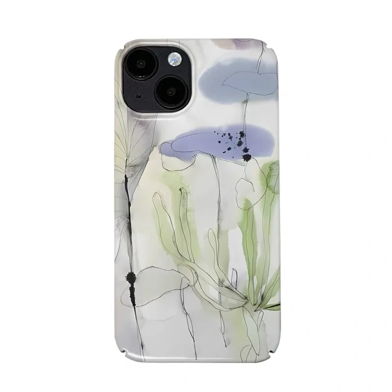 

Green Painted Lotus Flowers Phone Case for IPHONE 17 Air 16E 15 PROMAX 14 Plus 13 12 MINI 11 PRO 16Plus XR Acrylic Phone Cover
