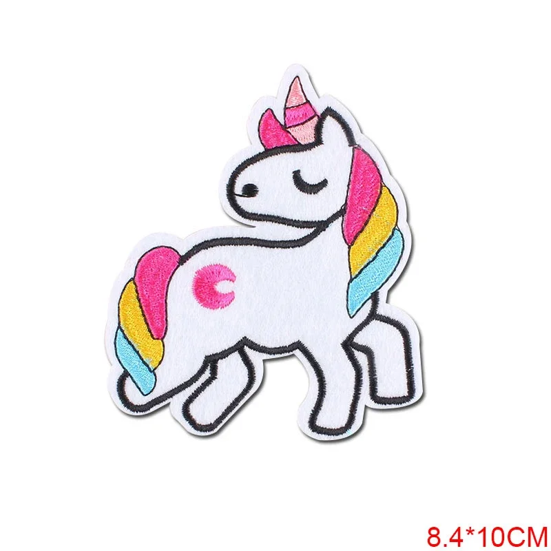 Cartoon Unicorn Patches Flower Stickers Diy Iron on Clothes Heat Transfer Applique Embroidered Patch Applications Cloth Fabric H