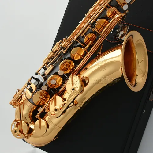Personalización hecha a mano Saxofón tenor Negro Níquel Oro Estuche de lujo