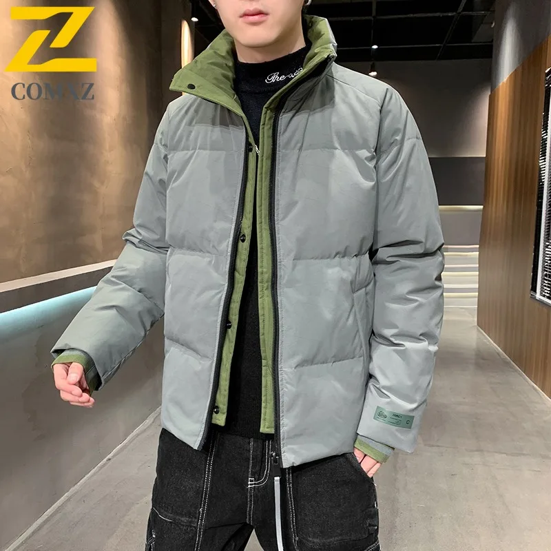 

COMXZ Men Cotton-Padded Jacket Thickened Warm Snow Travel Windproof Warm Ski Puffer Jacket Loose Street Classic Winter Jackets