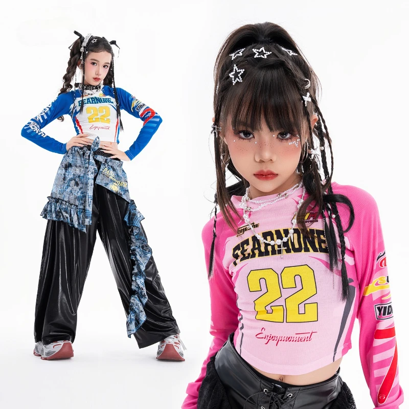 Meisjes Hip Hop Street Dance Kostuum Lange Mouw Top Baggy Broek Street Dance Kleding Cool Jazz Drum Show Stage Performance Wear