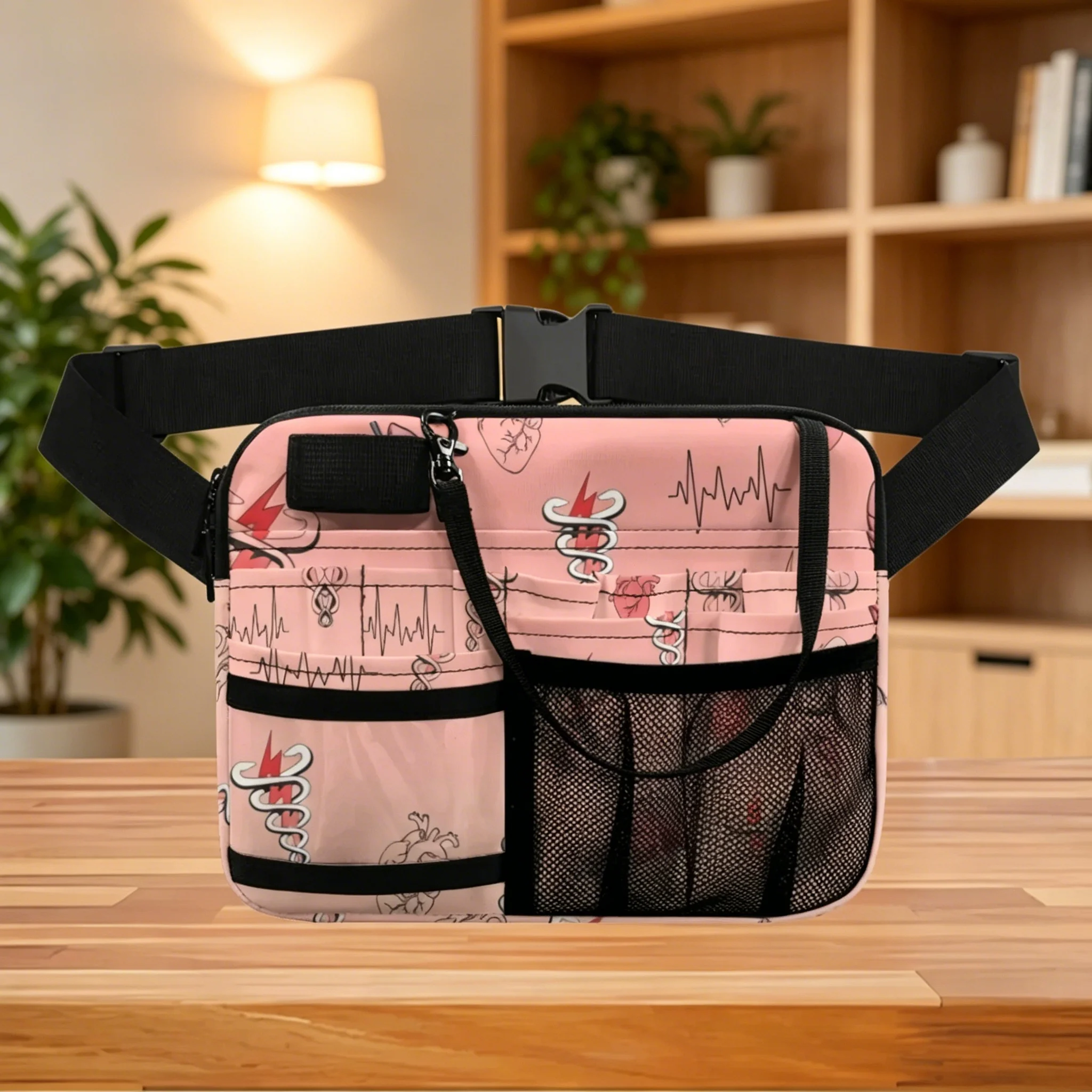 

Cute Anatomy Print Nurse Waist Bag, Multi-Pocket Medical Organizer Fanny Pack, Adjustable Strap Crossbody Bag for Nurse, Doctor,