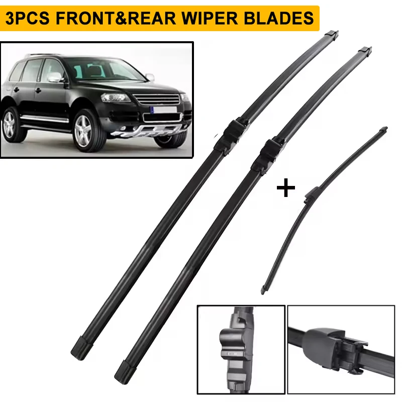 Wiper LHD Front & Wiper Blades Set For VW Touareg 2003 - 2006 Windshield Windscreen Window Brushes 26"+26"+14"