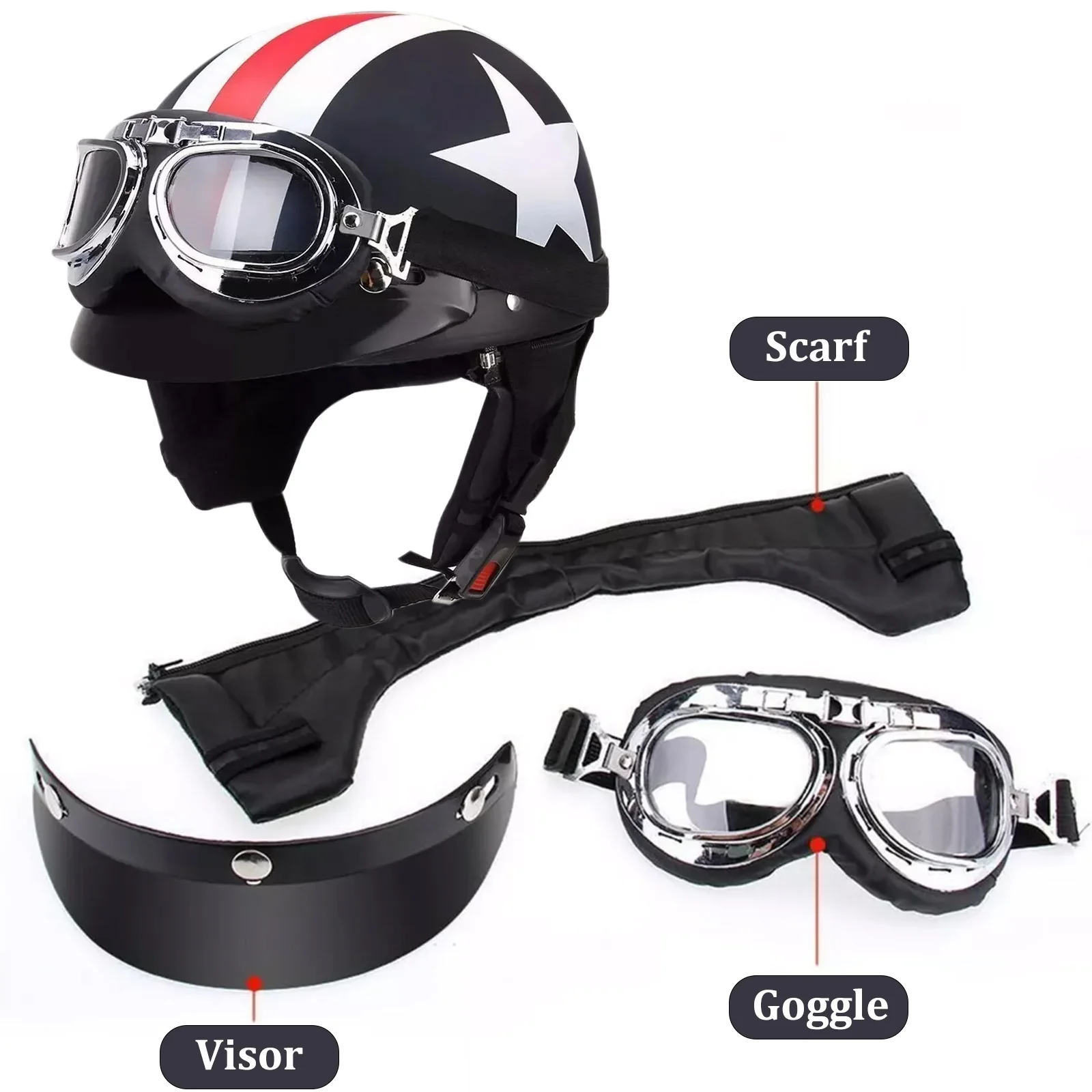 

Motorcycle ABS Material Dual Visor Open Face Helmets for Men Women Bike Stable Fit High Strength Comfortable Inner Lining