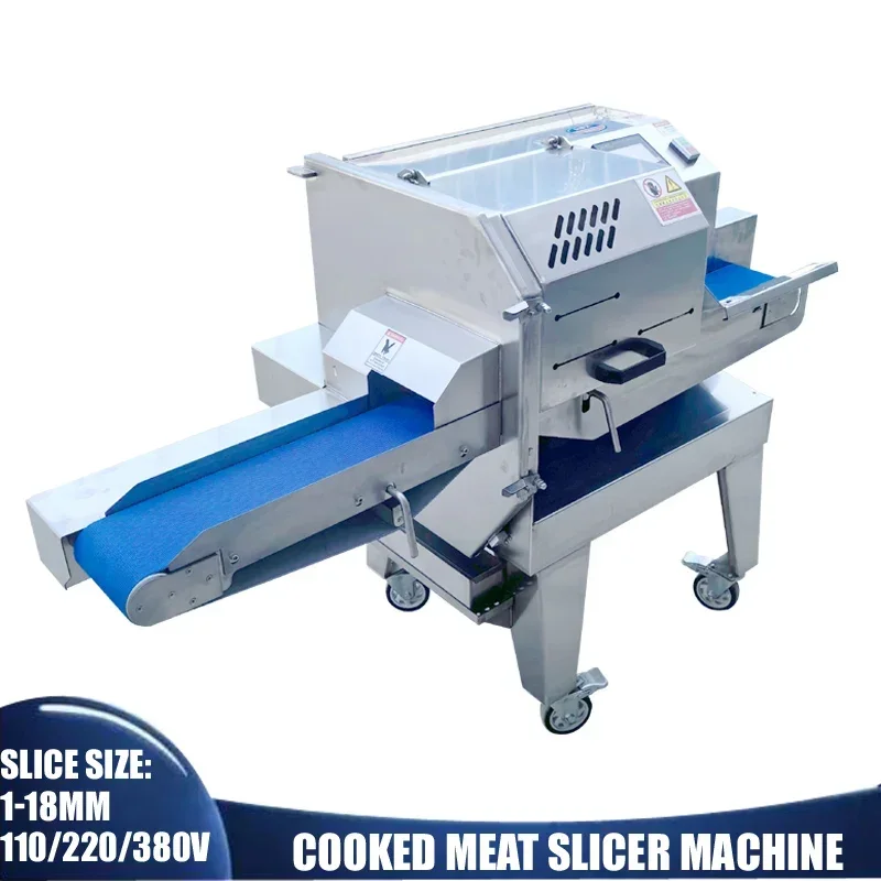 Large Scale Meat Cutting Processing Equipment For Cutting Cooked Meat Thickness Adjustable Commercial Cooked Meat Slicer Machine