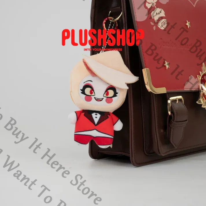 10cm Genuine Anime Hazbin Hotel Charlie Morningstar Cosplay Cartoon Printing Fluffy Cotton Puppet Keyring Maumet Keychain Gift
