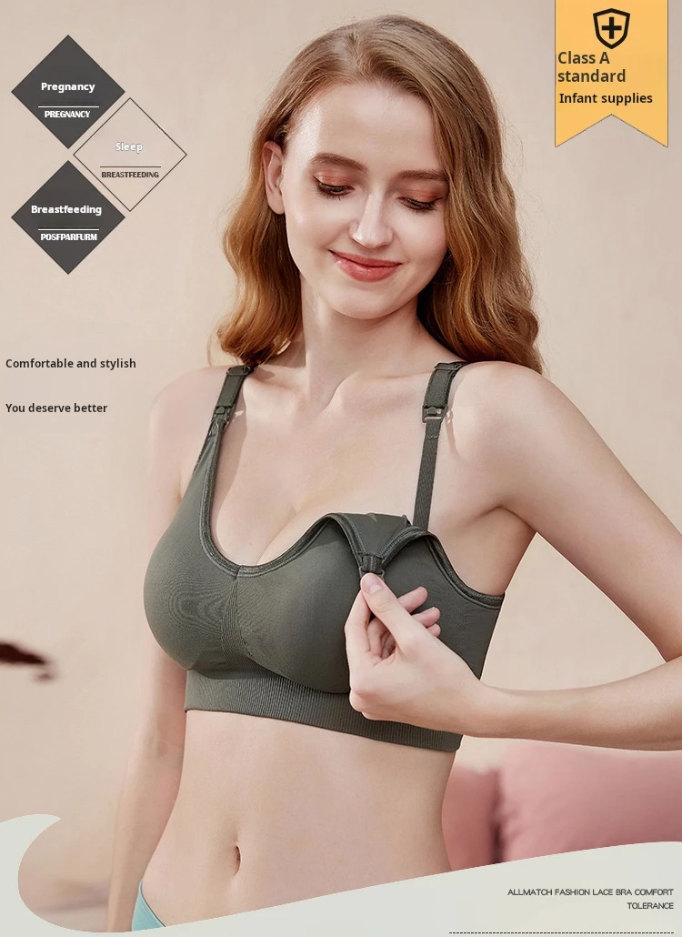 Still-BH Frauen hochela tische Push-up Einhand-Schnalle BHs Schwangerschaft Frau drahtlose Still unterwäsche 2024 – Detail 1