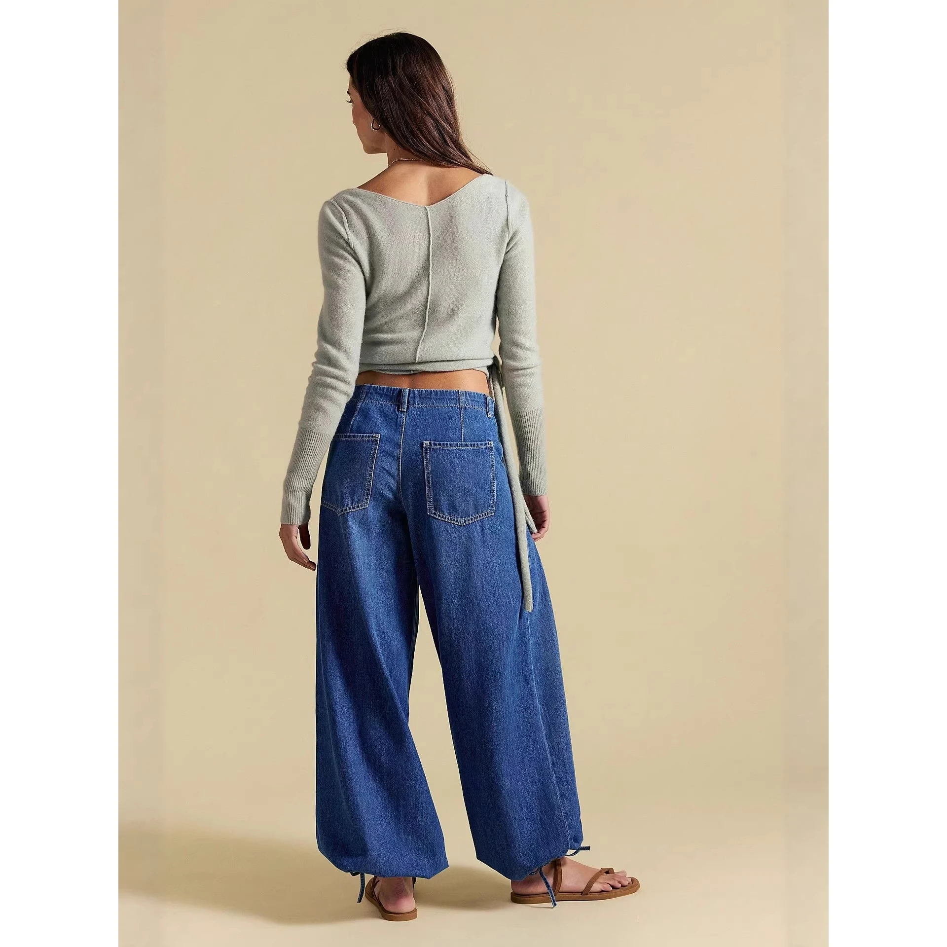 Casual Loose Women's Jeans Mid-Waist No Stretch Spring 2026 Simple Commute Style Loose Fit Teenage Youth Denim Fabric