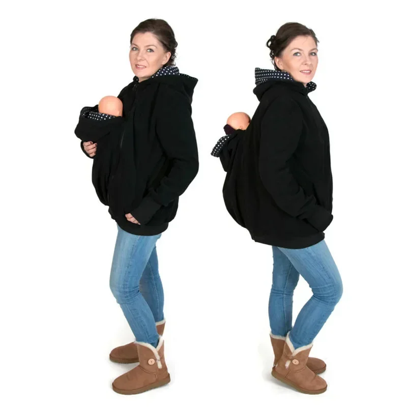 Mother Kangaroo Hoodies Maternity Jacket Thick Coat Pregnant Women Sweater Parenting Child Winter Autumn Spring 2024 Clothes