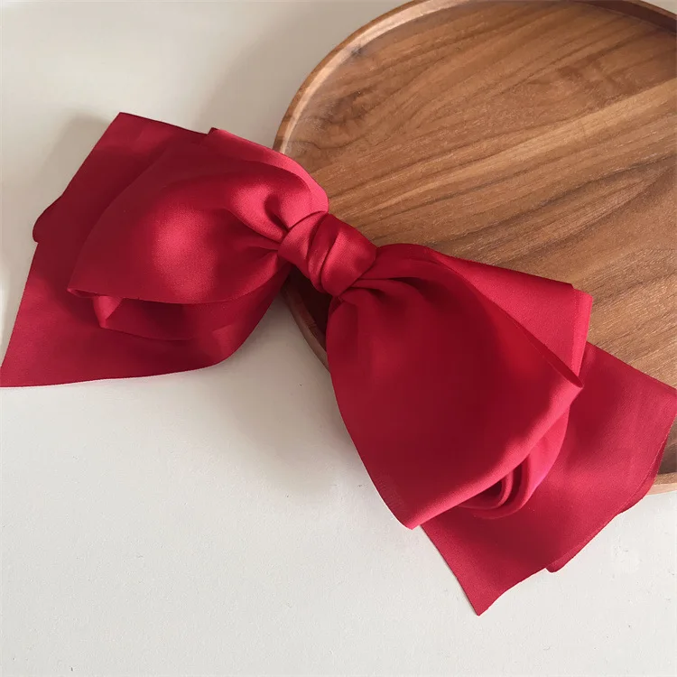 Korean Women Hair Clips Satin Multi-layer Barrette Bow Sagging Hairpins Large Elegant Vintage Overhead Clip Hair Accessories