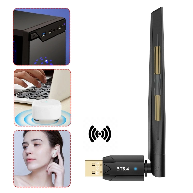 Bộ chuyển đổi không dây USB tương thích5.4 Bộ thu phát Kết nối mạnh mẽ cho Windows8.1/10/11 K1KF