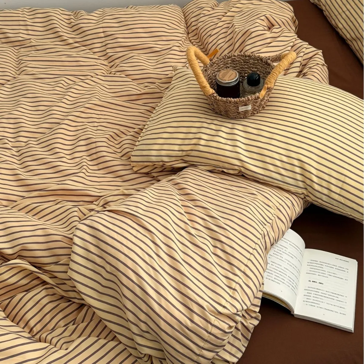 Bed Linen Sheets Duvet Cover Comforter Sets Striped Blogger Style Bedding 4pcs Set Simple Mix Match Student 3pcs Set of Sheets