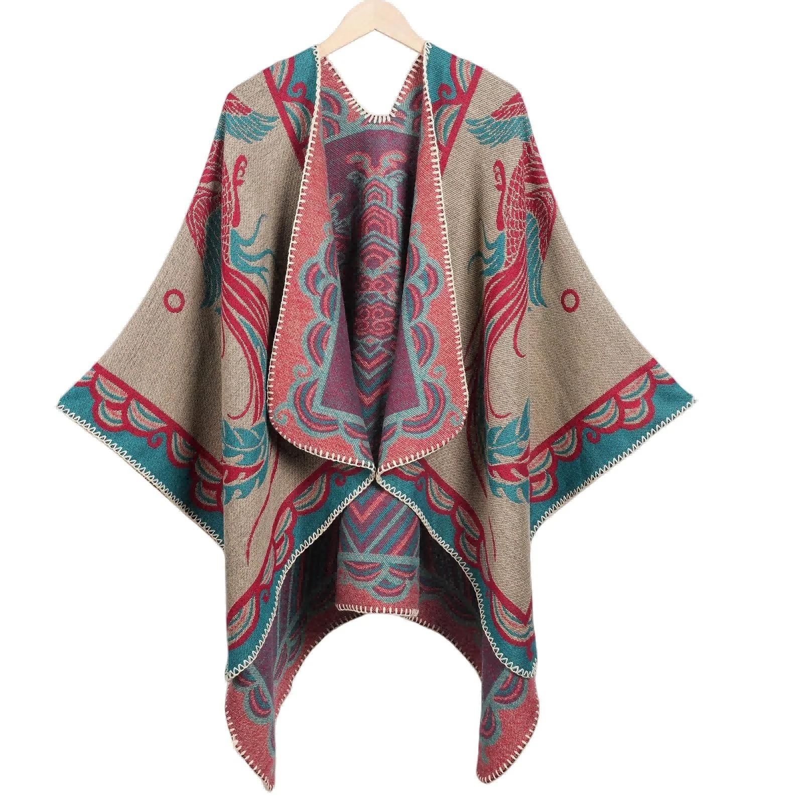

Ethnic Wind Travel Cape Fashion Scarf Retro Ethnic Split Poncho Robe Women's Travel Photo Outerwear Cloak P1
