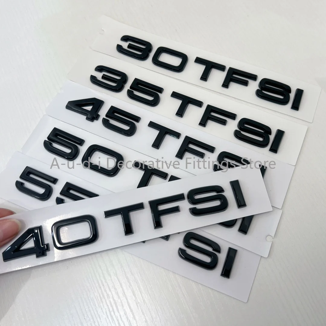 Bright black ABS number 30TFSI 35/40/45/50/55TFSI letter badge car logo Audi A Q S series car fender trunk displacement sticker