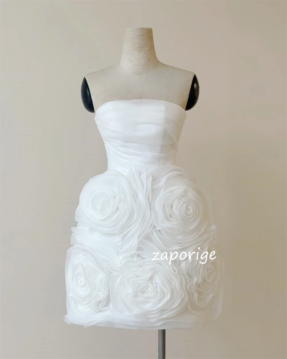 맞춤형 Organza 수제 꽃 셔링 볼 가운 Strapless 미니 드레스 맞춤형 행사 간단한 고품질