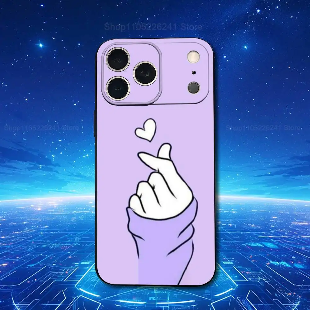 Cute Heart Art Phone Case For iPhone 17,16,15,14,13,12,11,Plus,Pro Max,XS,X,XR,SE,Mini,8,7,Soft Silicone Black