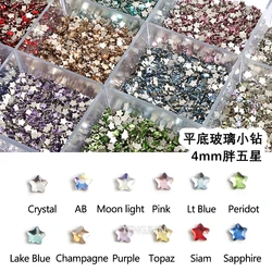 Cute Mini Star 4MM Flat Back Nail Art Rhinestones 100Pcs Glass Crystals Diamond DIY Manicure Decorations Stone 12 Color