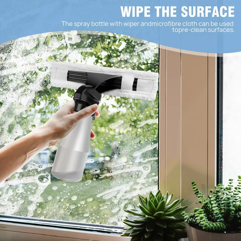 Cordless Window Vac, Rechargeable Window Vacuum Cleaner With Squeegee Head, 150Ml Water Tank, Light Weight