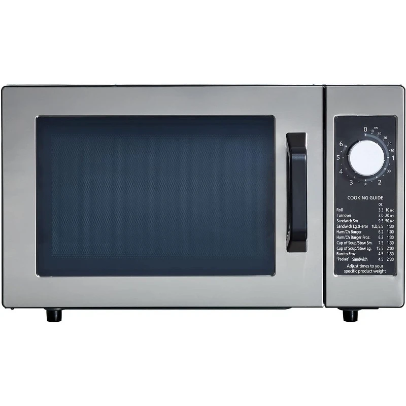 Compact Light-Duty Countertop Commercial Microwave Oven with 6-Minute Electronic Dial Control Timer, Bottom Energy Feed