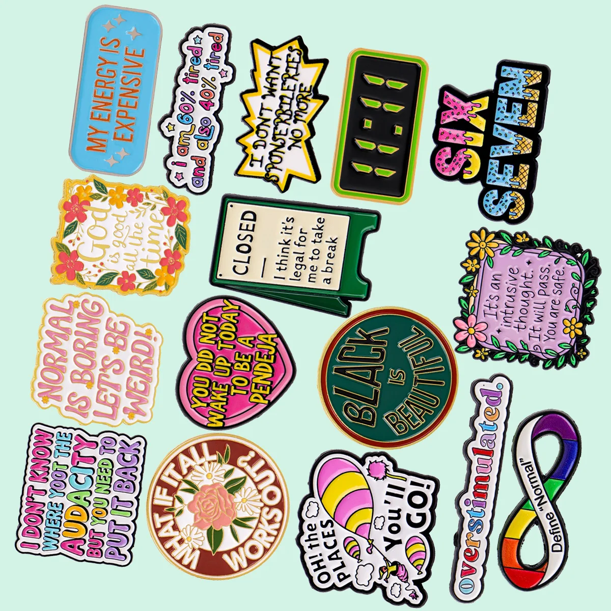 Colorful Quote Phrase Word Enamel Pin Brooches For Women Lapel Pins Badge on Backpack Costume Accessories Fashion Jewelry Gifts